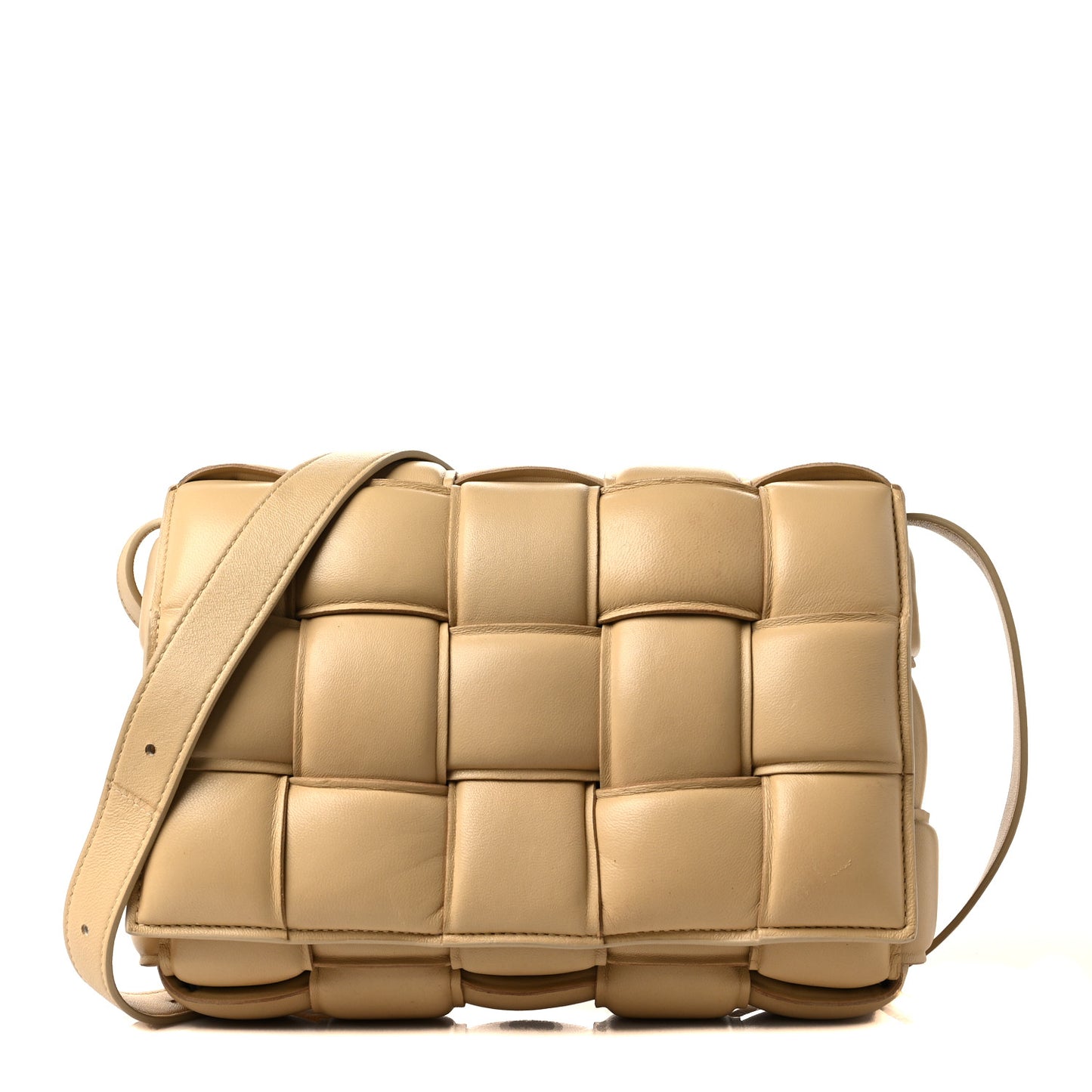Nappa Maxi Intreccio Padded Cassette Crossbody Bag Porridge