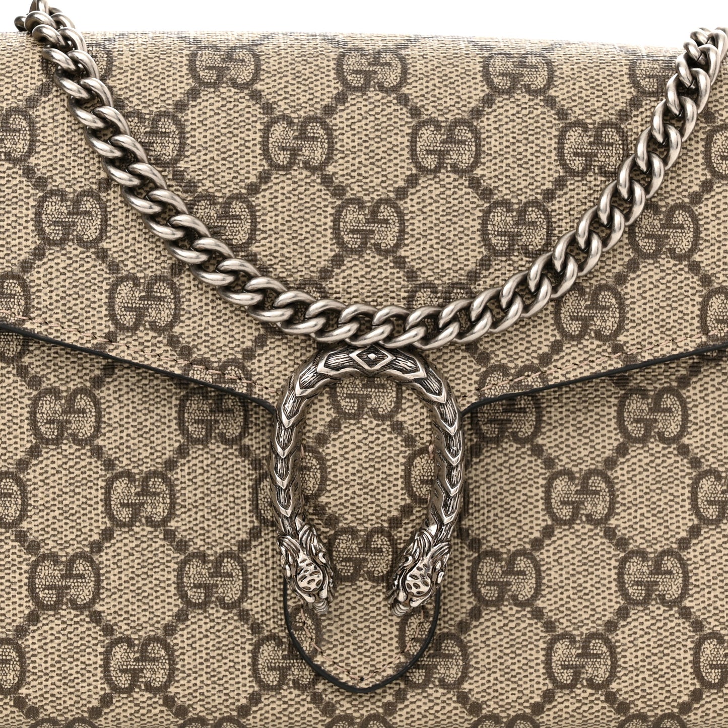 GG Supreme Monogram Mini Dionysus Chain Wallet Beige Black