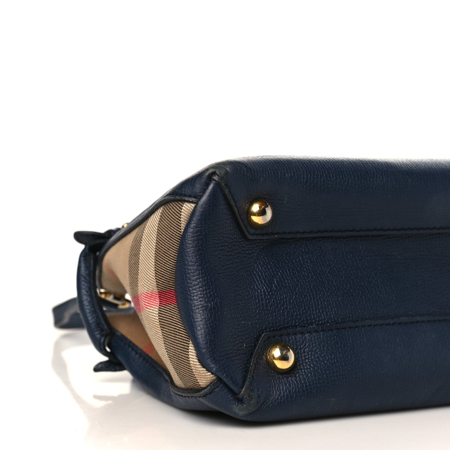 Calfskin House Check Small Banner Tote Midnight Blue