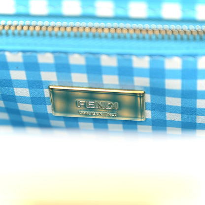 Fendi Gingham Embossed Mini Peekaboo Iconic Satchel White Ice Light Blue 7 of 10