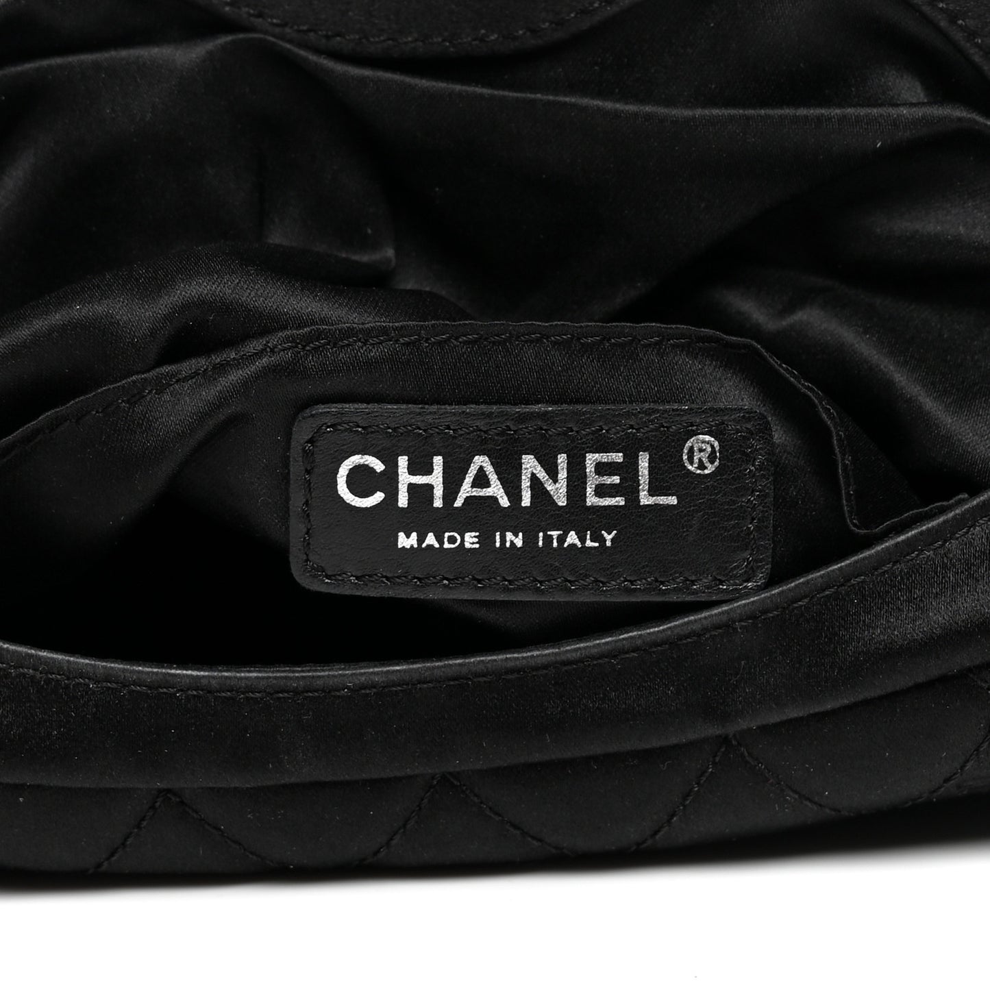 Satin Quilted Flap Clutch Black