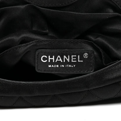 Chanel Satin Quilted Flap Clutch Black 6 of 8