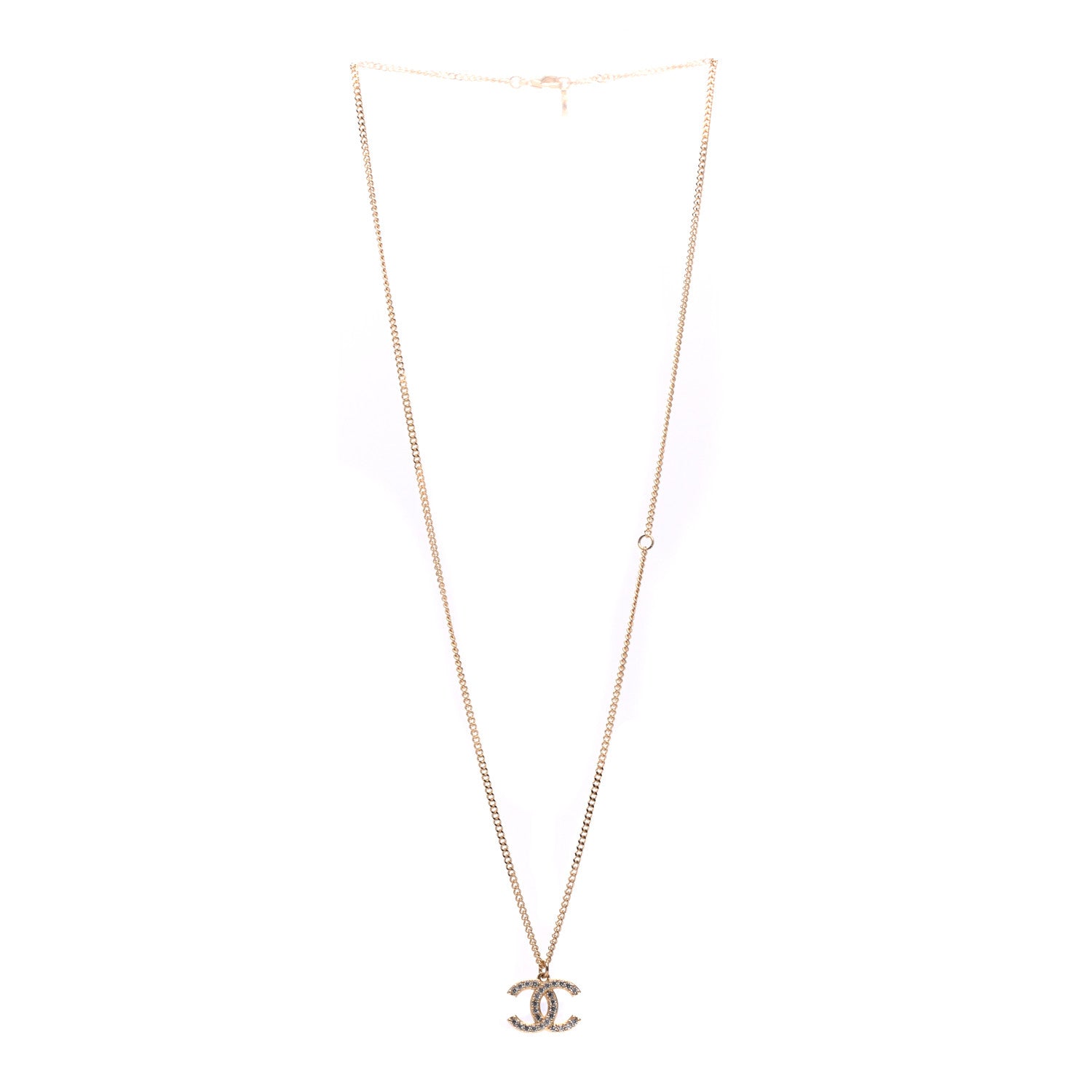 Chanel Crystal Lock Symbols CC Necklace Gold 3 of 5