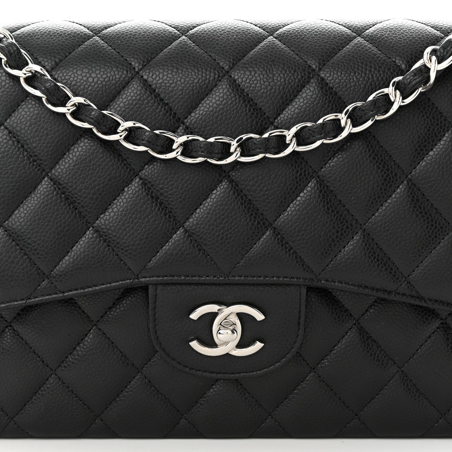 Caviar Quilted Jumbo Double Flap Black