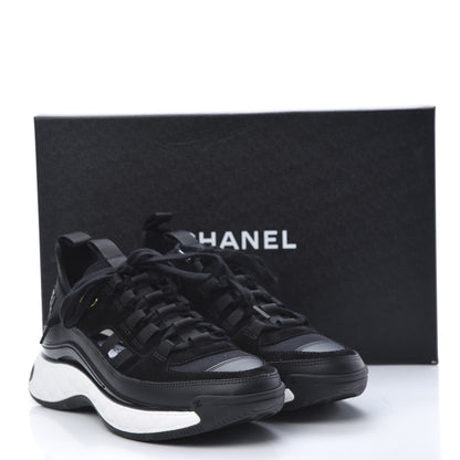 Chanel Fabric Calfskin Suede CC Sneakers 36 Black 8 of 8