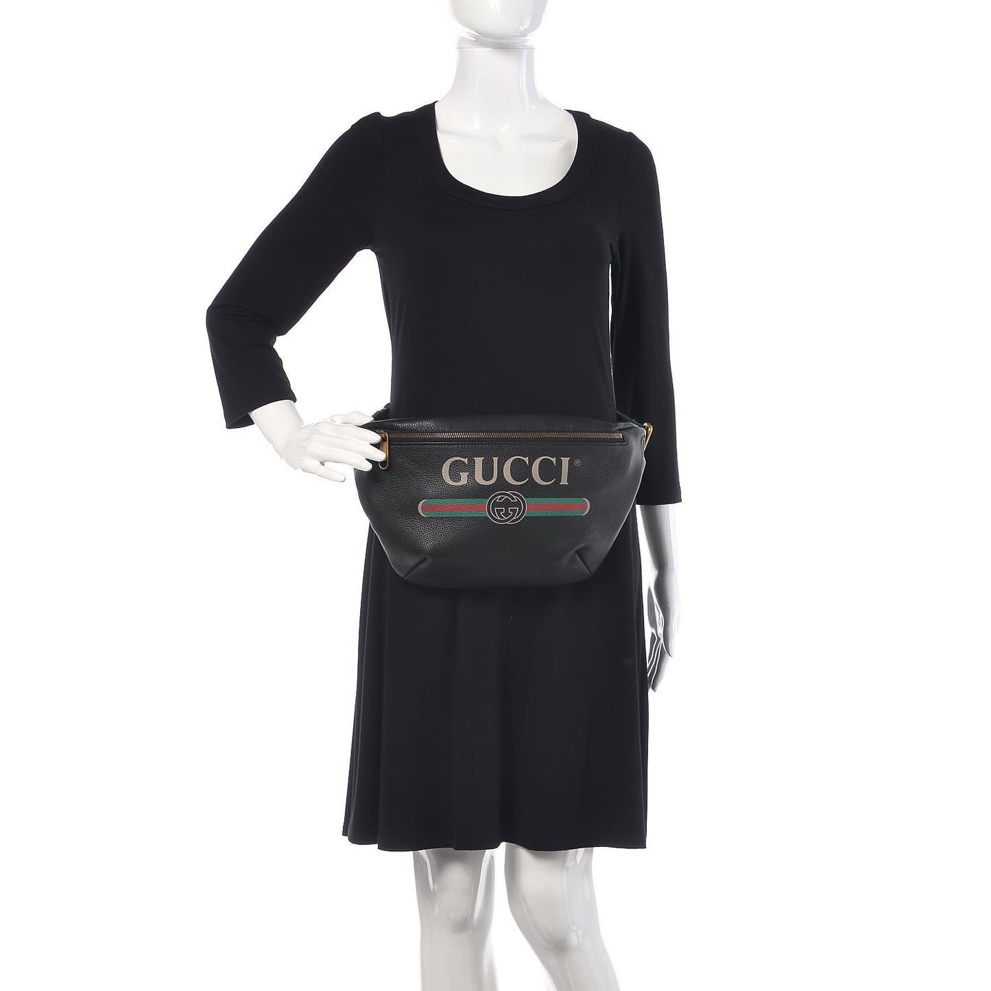Grained Calfskin Logo Belt Bag Black