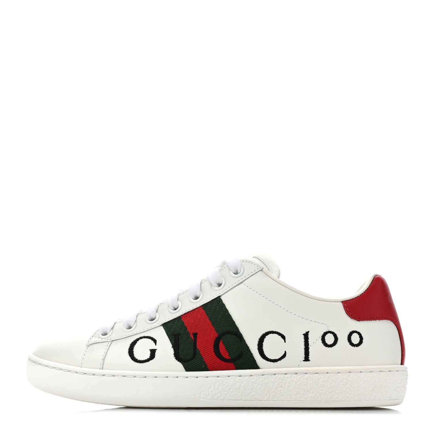 Gucci Calfskin Gucci 100 Womens Ace Sneakers 35 White Hibiscus Red 1 of 11
