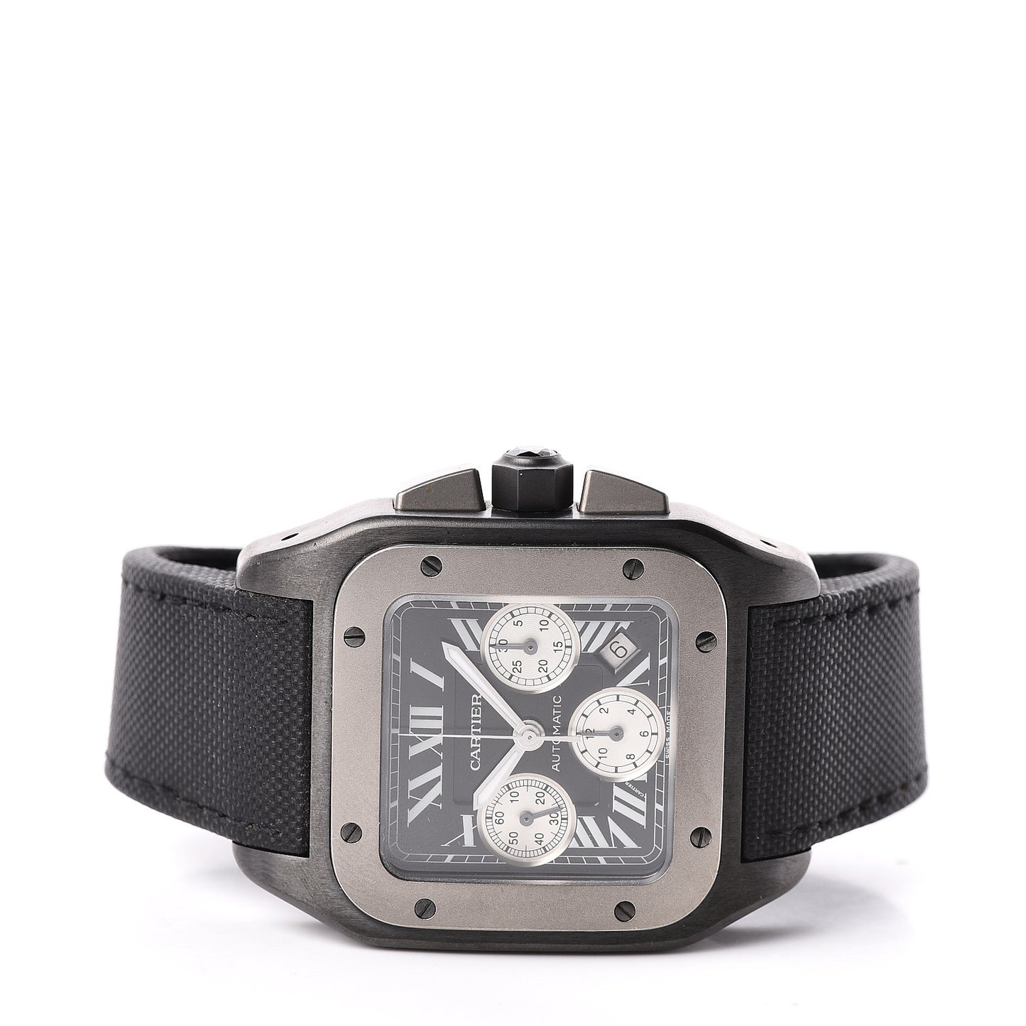 ADLC Titanium Nylon 41mm Santos 100 Chronograph Automatic Watch Black