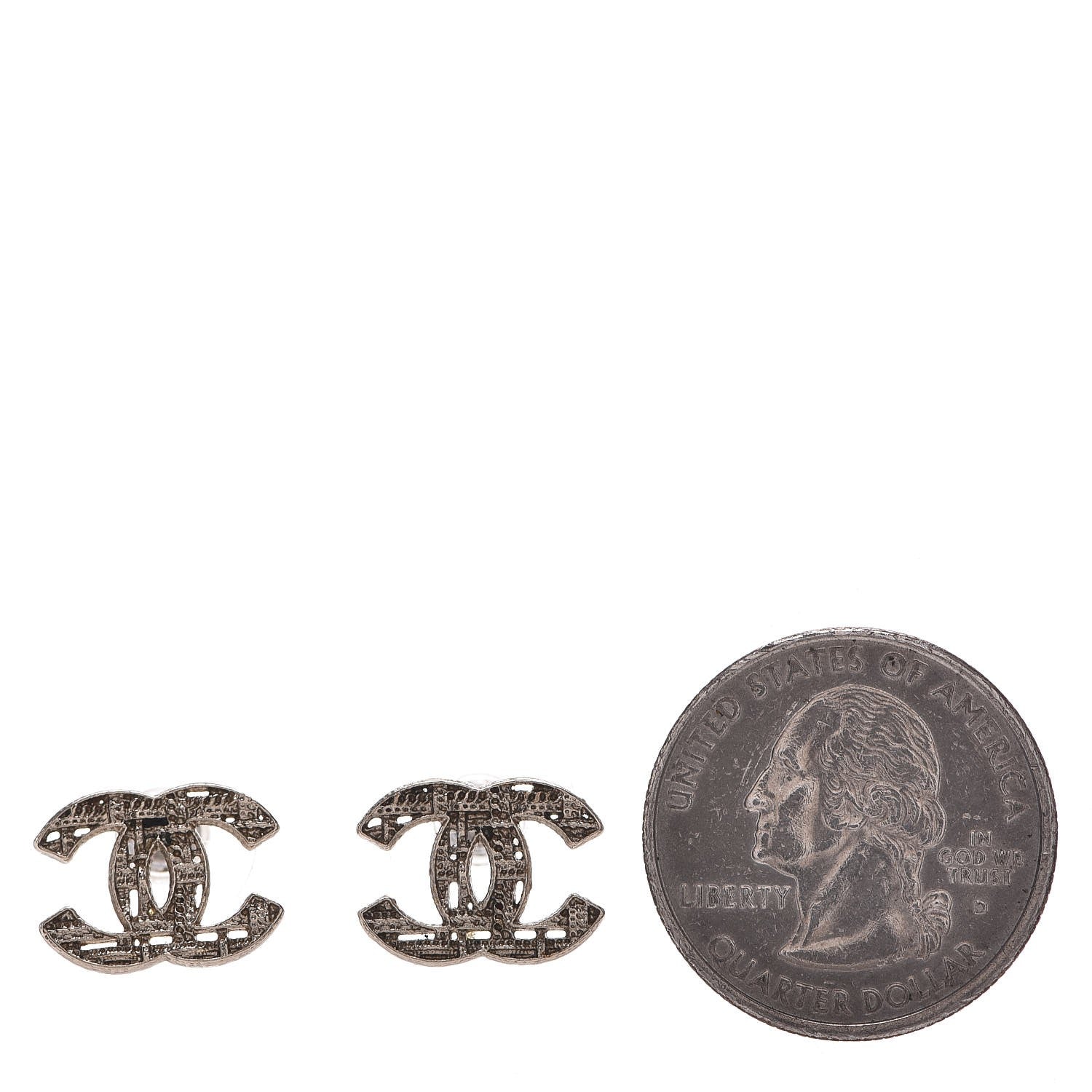 Chanel Tweed Effect CC Earrings Gold 2 of 6