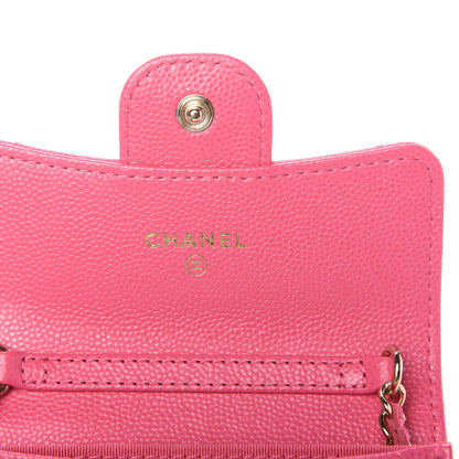 Chanel Caviar Quilted Flap Card Holder On Chain Pink 8 of 11