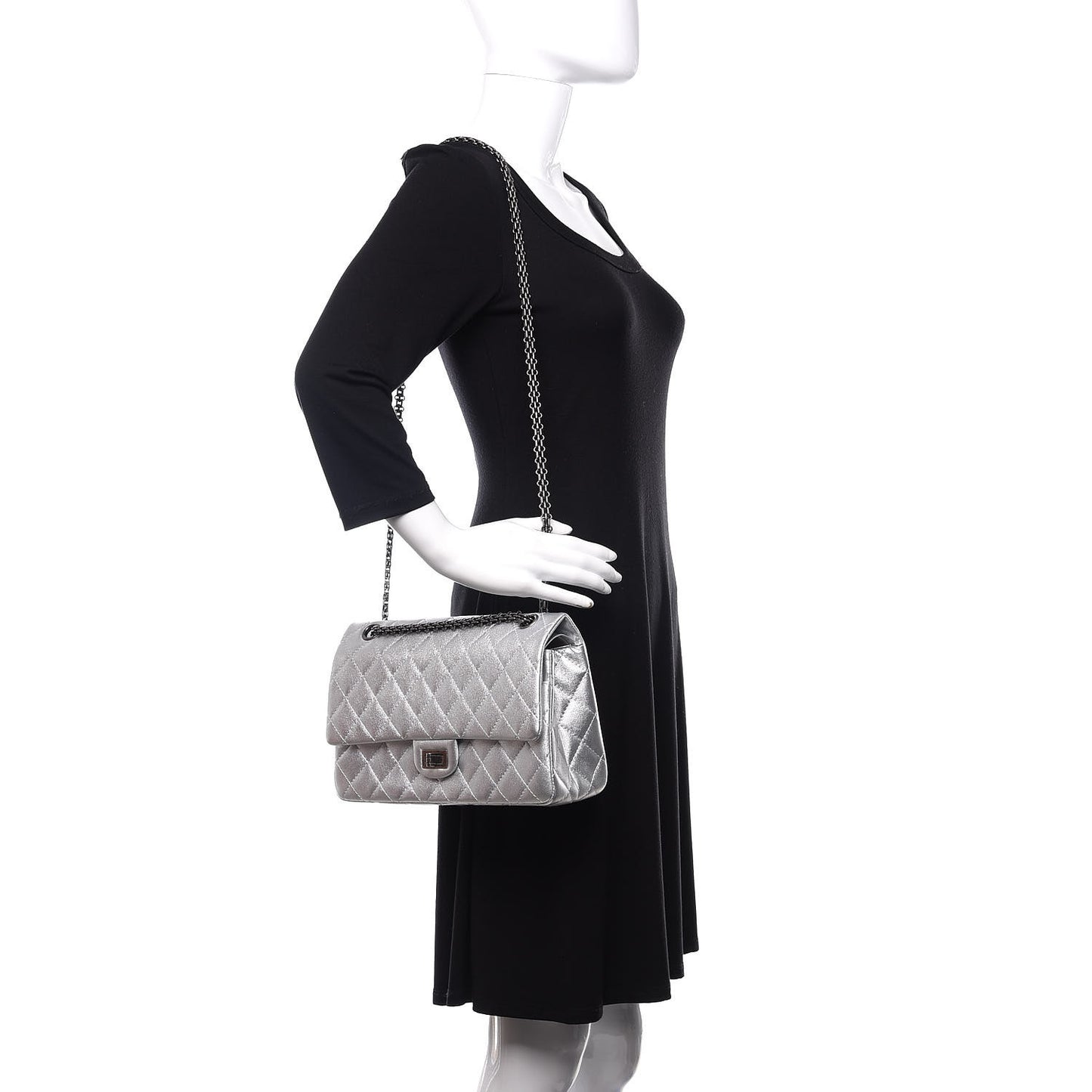Metallic Lambskin Quilted 2.55 Reissue 226 Flap Silver