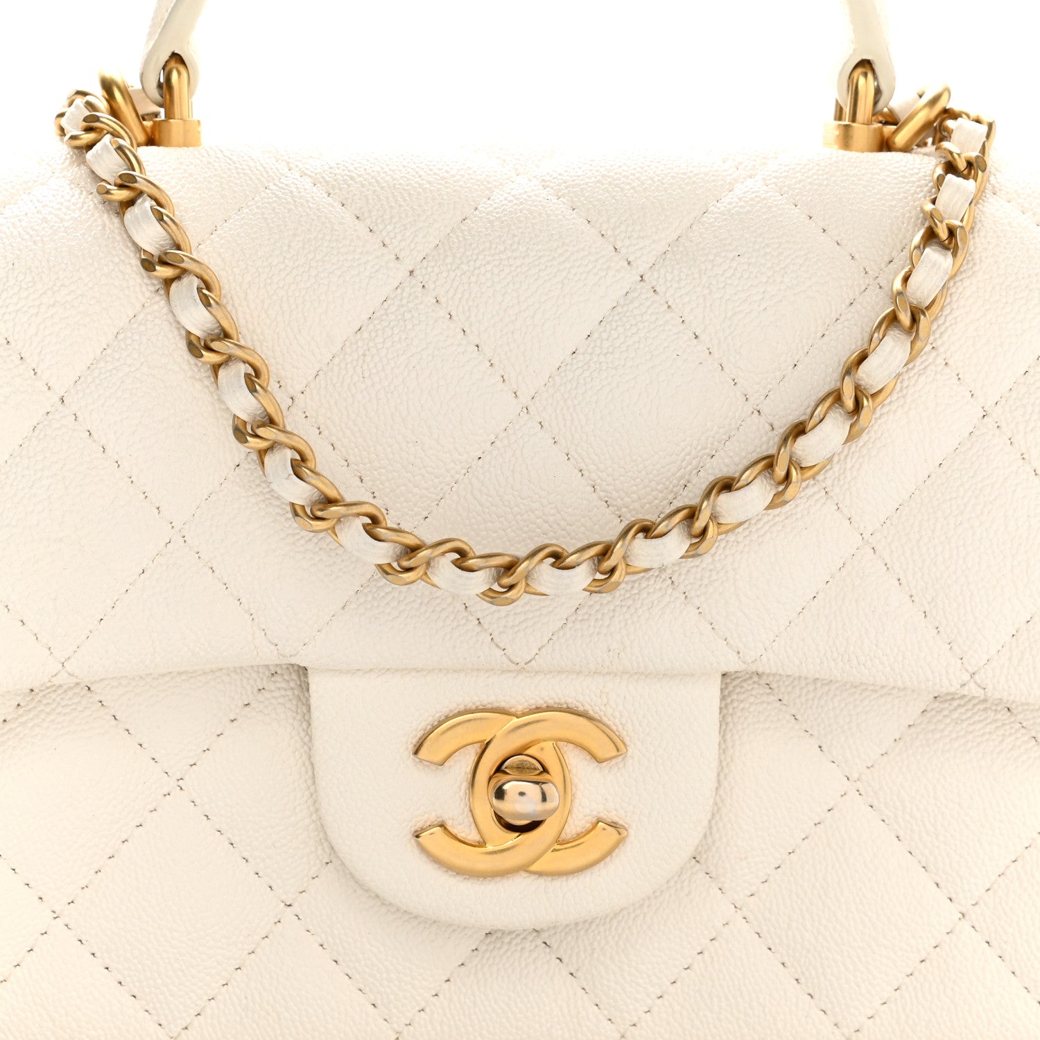 Chanel Caviar Quilted Mini Top Handle Rectangular Flap White 8 of 11