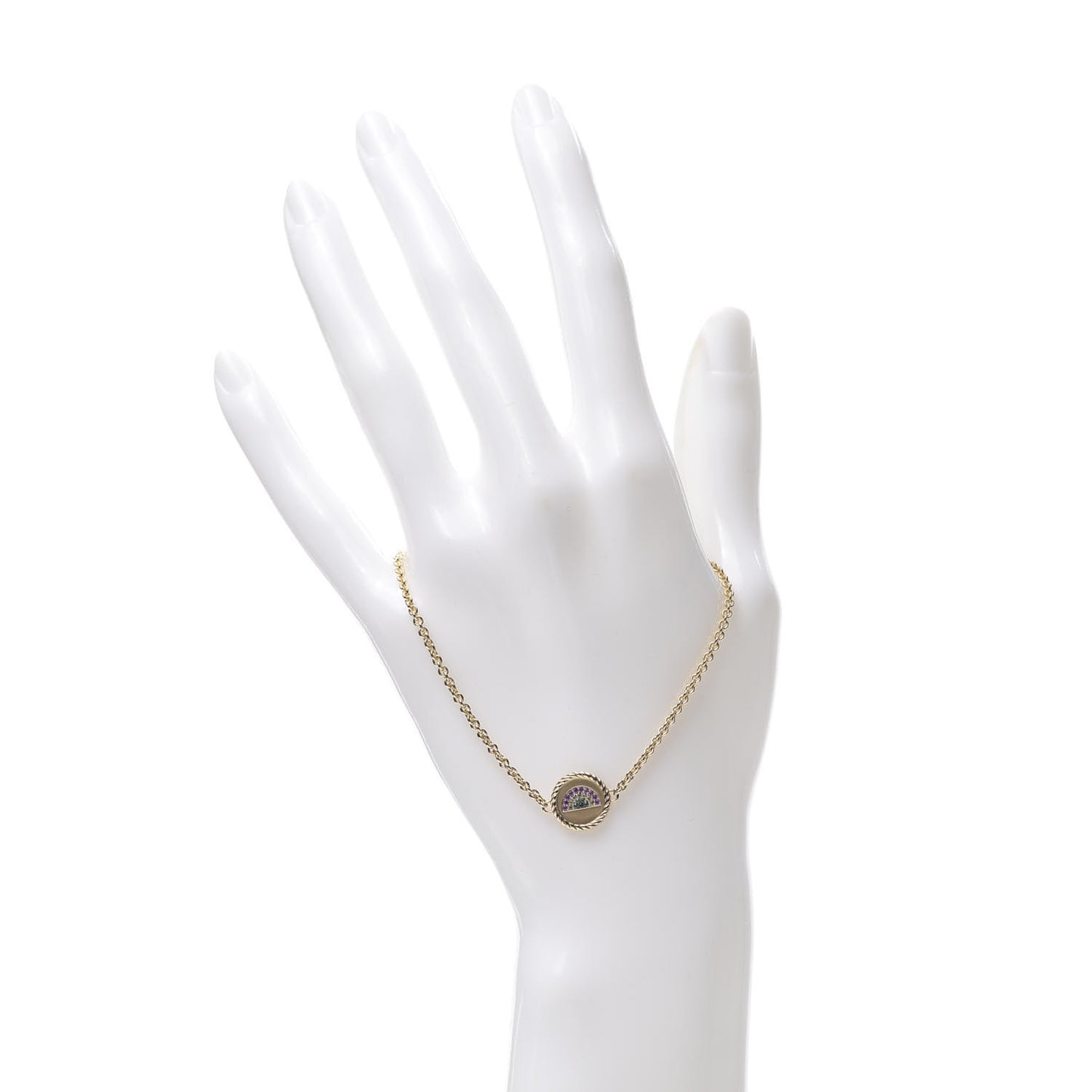 18K Yellow Gold Pink Yellow Sapphire Tsavorite Collectibles Rainbow Bracelet