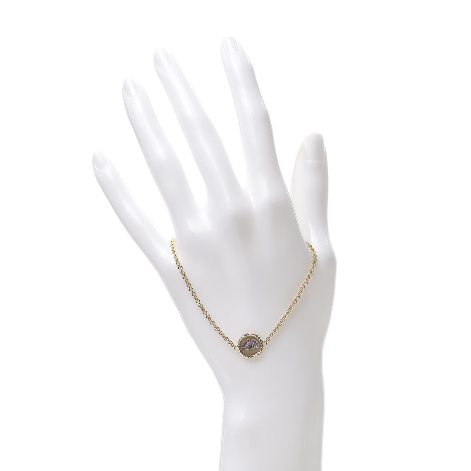 David Yurman 18K Yellow Gold Pink Yellow Sapphire Tsavorite Collectibles Rainbow Bracelet 2 of 6