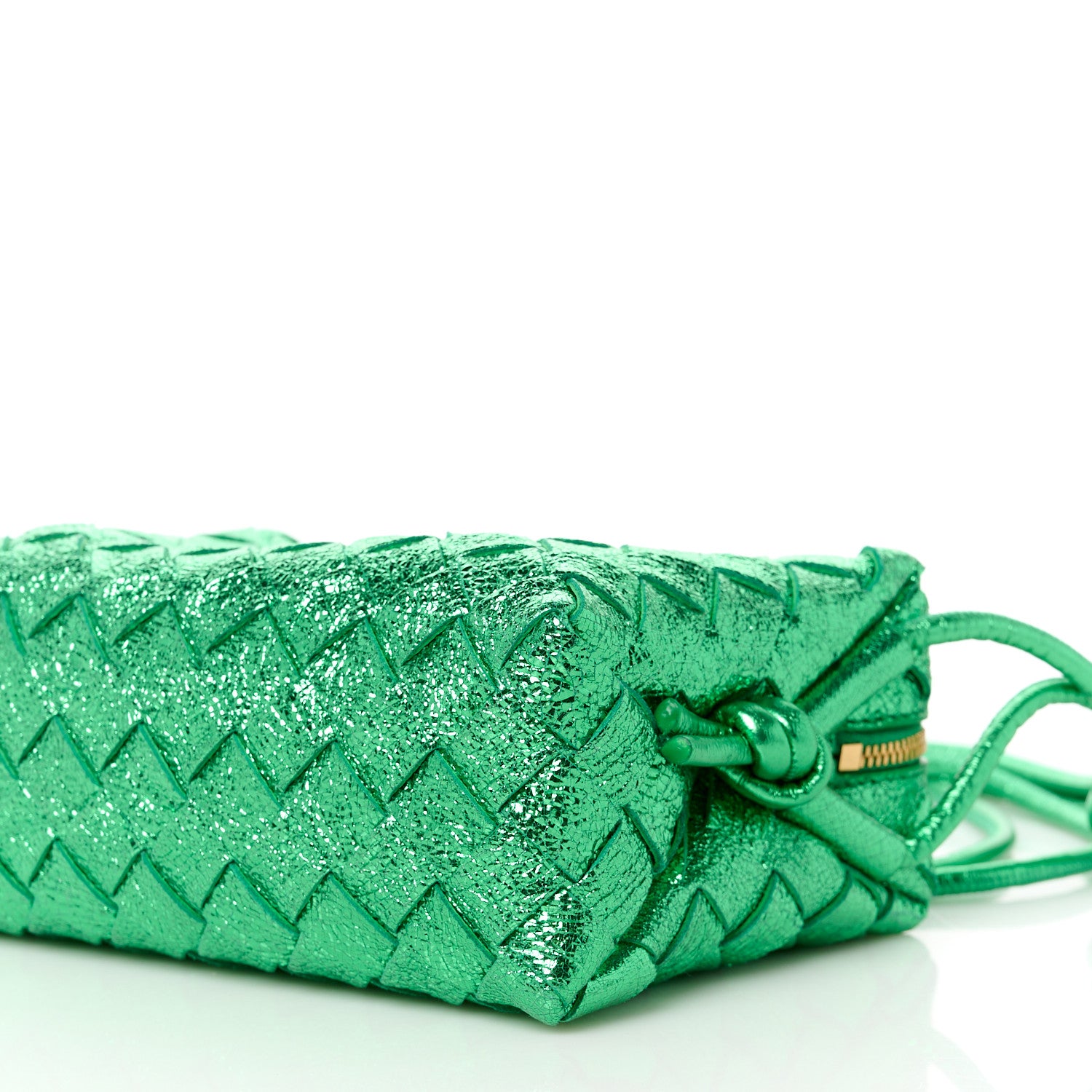 Bottega Veneta Metallic Calfskin Intrecciato Mini Loop Camera Bag Parakeet 8 of 10