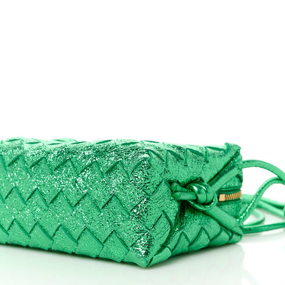 Bottega Veneta Metallic Calfskin Intrecciato Mini Loop Camera Bag Parakeet 8 of 10