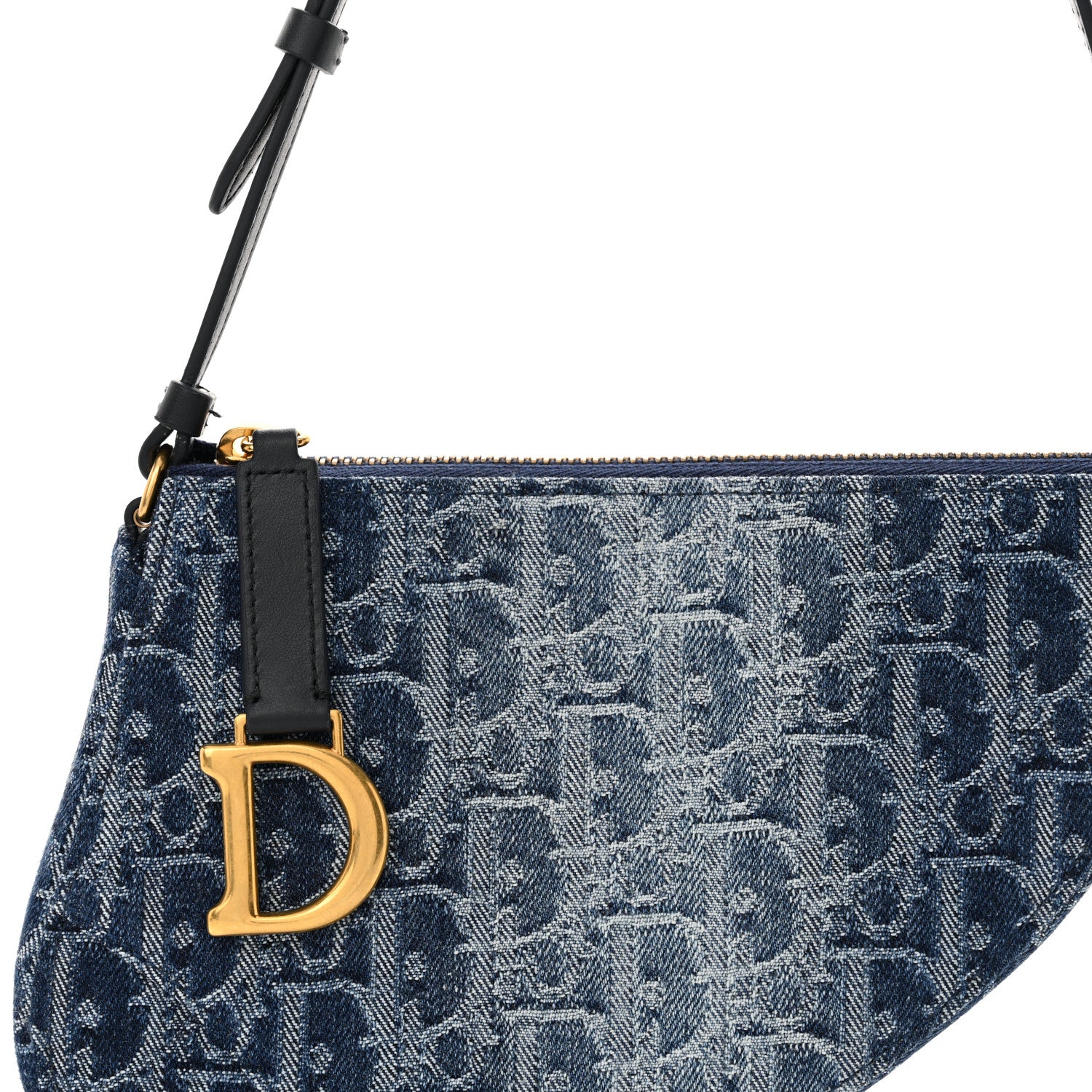 Christian Dior Denim Oblique Jacquard Saddle Rodeo Pouch Blue 8 of 11