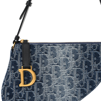 Christian Dior Denim Oblique Jacquard Saddle Rodeo Pouch Blue 8 of 11