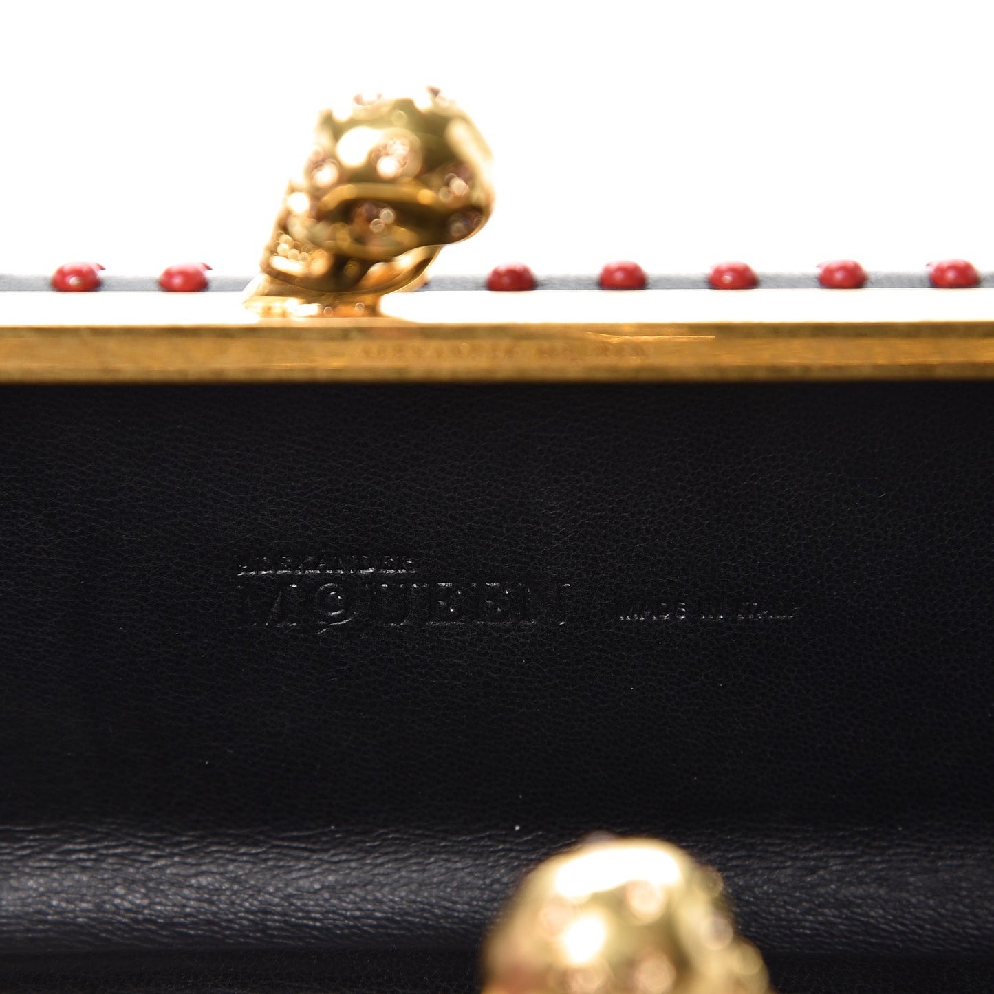 Nappa Bi-Color Twin Skull Box Clutch Black Red
