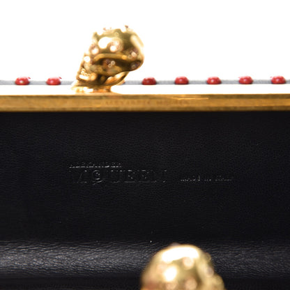 Alexander McQueen Nappa Bi-Color Twin Skull Box Clutch Black Red 6 of 7