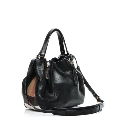 Burberry Grainy Calfskin House Check Small Maidstone Black 4 of 7