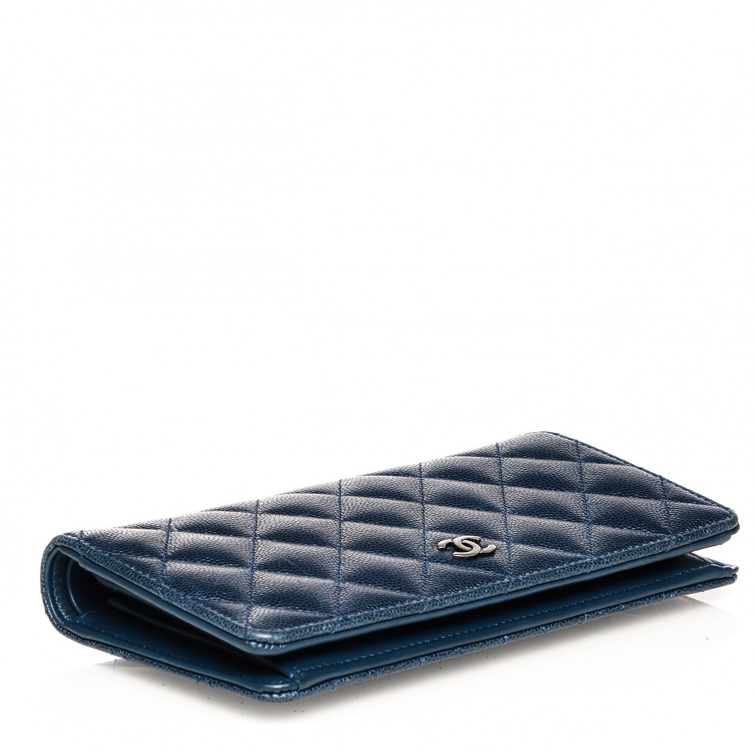 Chanel Caviar Quilted Yen Wallet Dark Blue 4 of 11