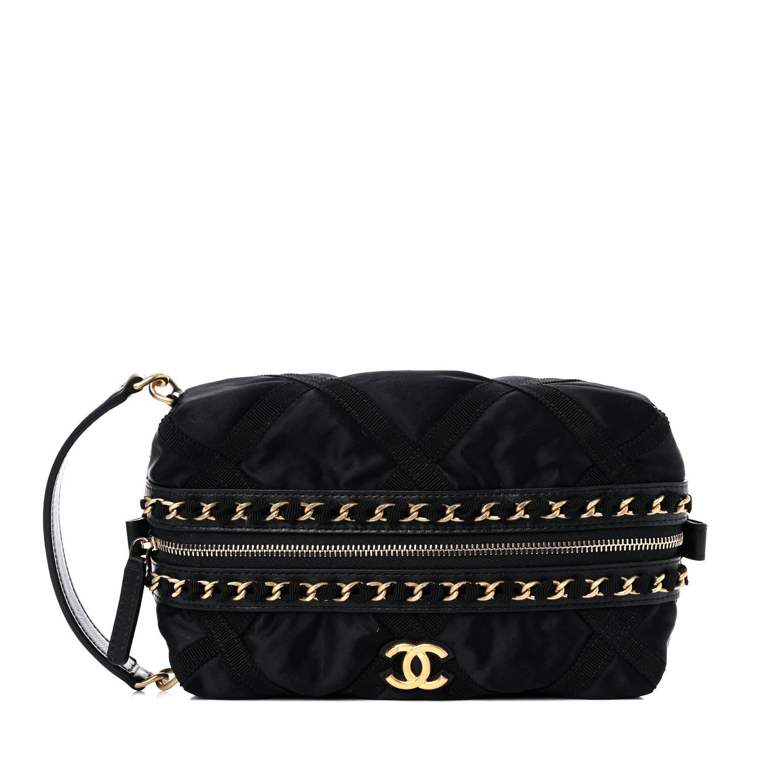 Chanel Nylon Grosgrain Lifestyle Pouch With Sleep Mask Black 4 of 15