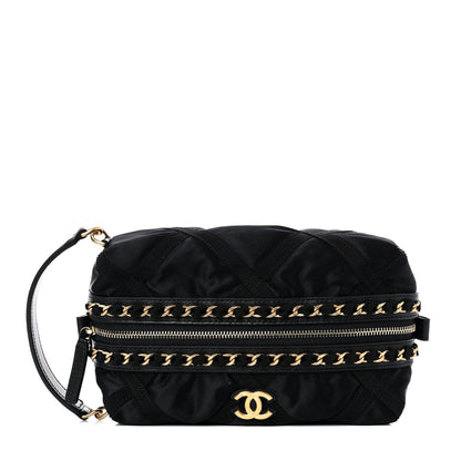 Chanel Nylon Grosgrain Lifestyle Pouch With Sleep Mask Black 4 of 15