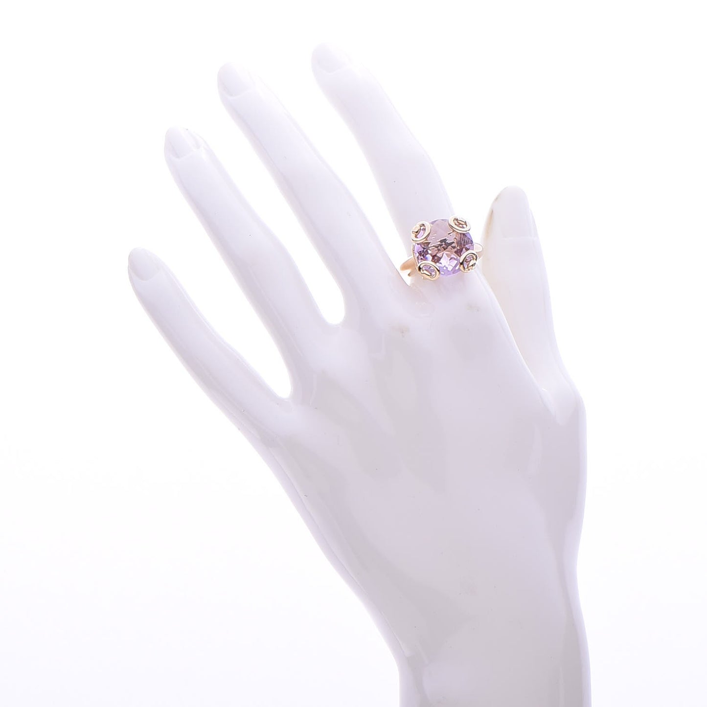 18K Yellow Gold Amethyst Horsebit Cocktail Ring 54 6.75