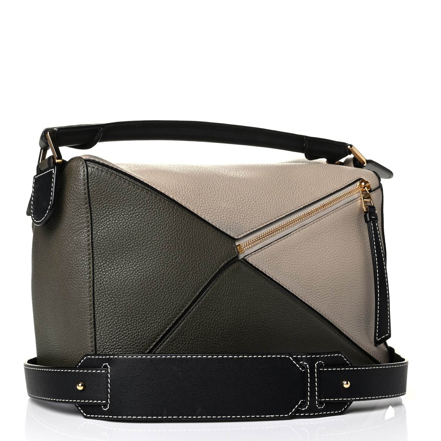 Loewe Grained Calfskin Medium Puzzle Bag Oat Khaki Green 2 of 7