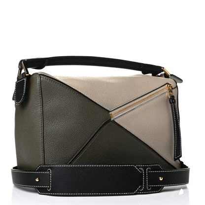 Loewe Grained Calfskin Medium Puzzle Bag Oat Khaki Green 2 of 7