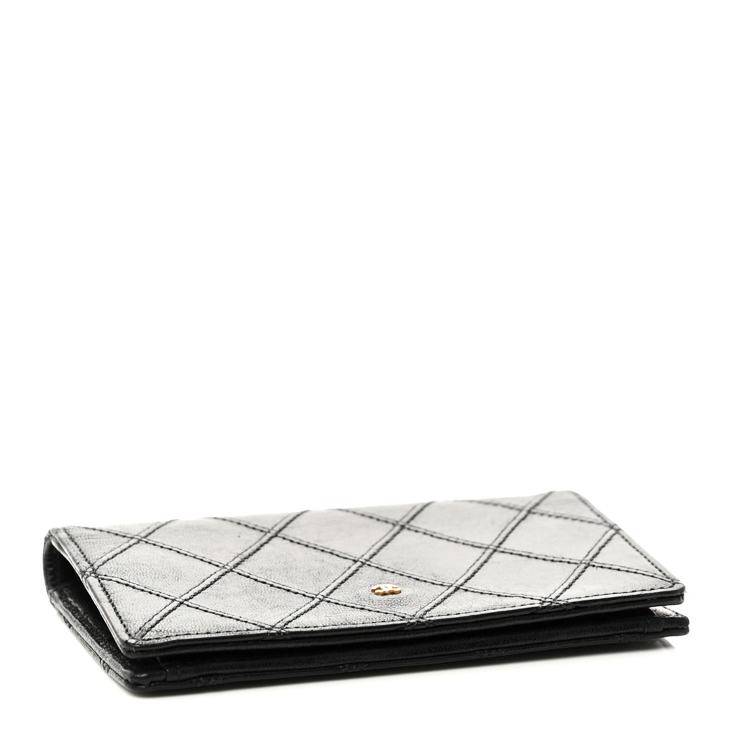 Chanel Lambskin Diamond Stitched Compact Flap Wallet Black 5 of 9