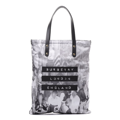 Burberry Nylon London Montage Print Flat Tote Bag Black 1 of 9