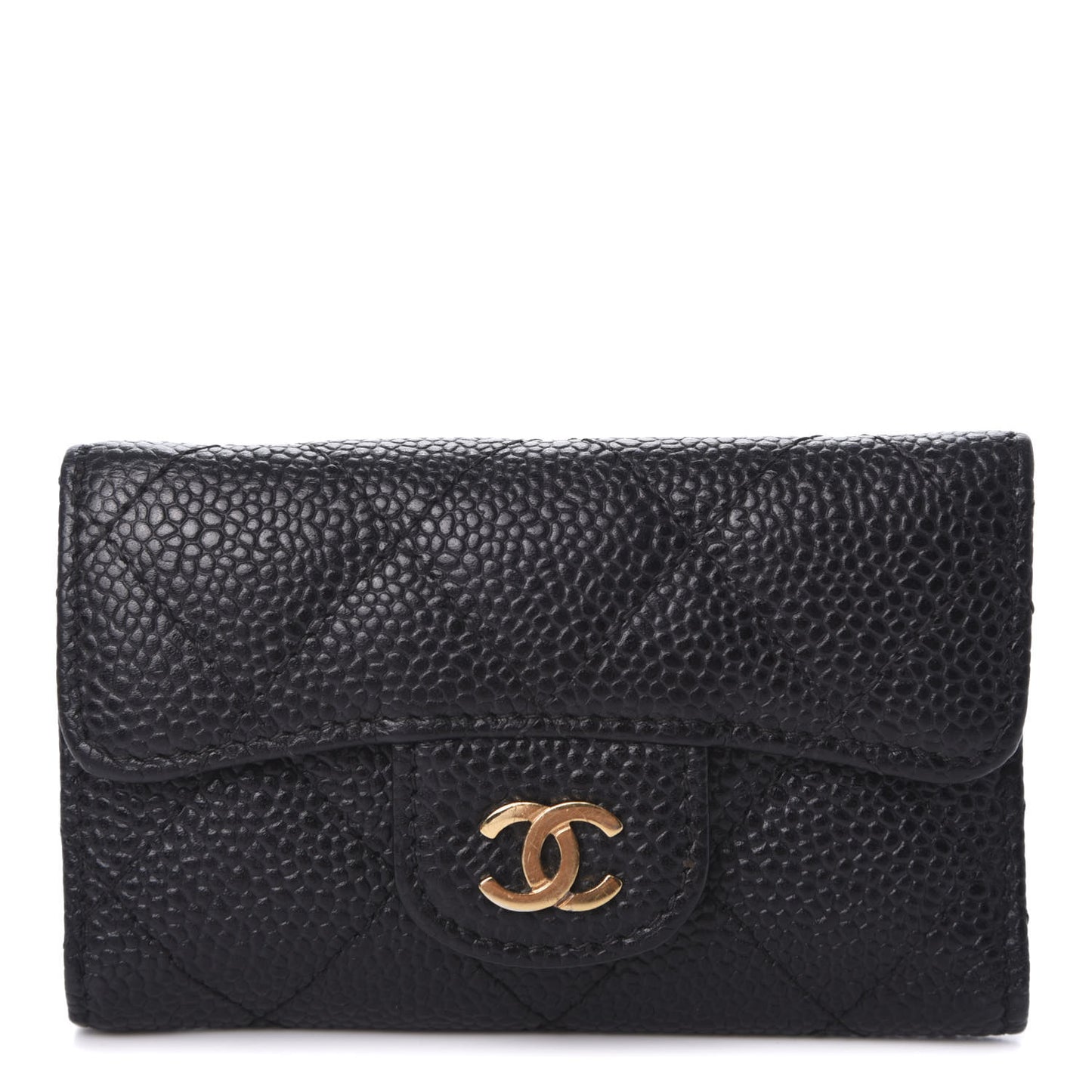 Caviar Quilted 6 Key Holder Black