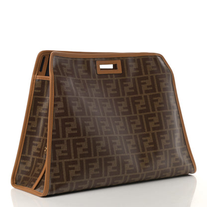 Fendi Glazed Fabric Vitello Century FF 1974 Stamp Patch Medium Peekaboo Defender Cover Mogano Panna Caramello 3 of 11