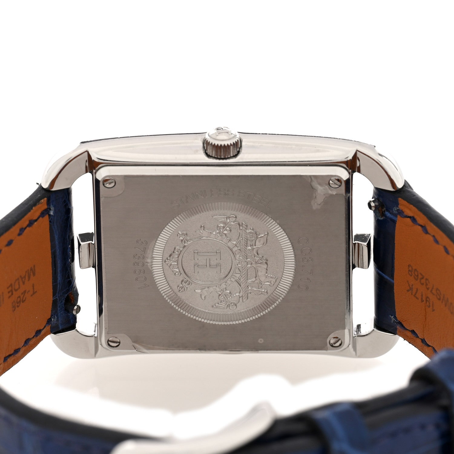 Hermes Stainless Steel Alligator Diamond Mother of Pearl 29mm Cape Cod Quartz Watch Bleu Saphir 5 of 7