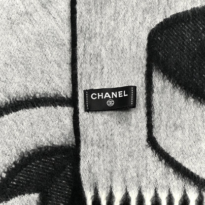 Chanel CC Fringe Stole Black White 4 of 4