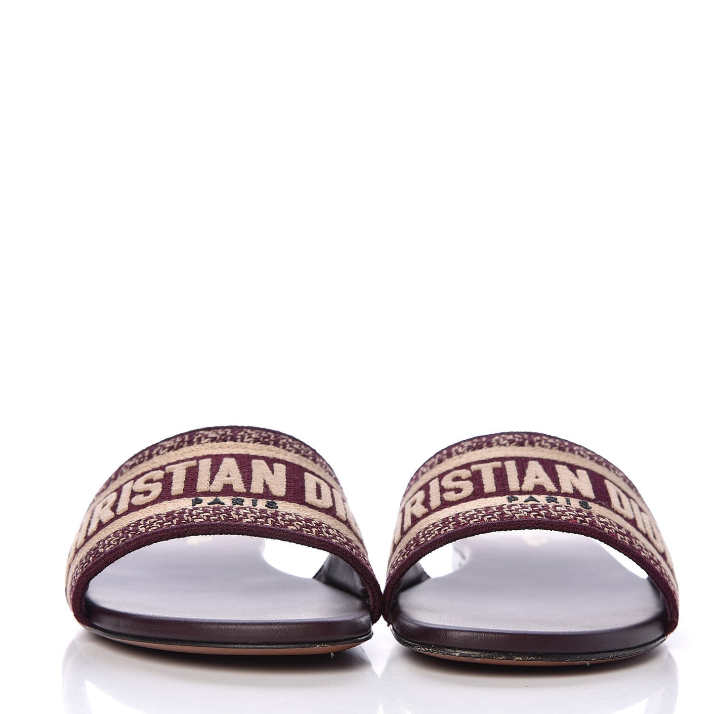 Canvas Embroidered Dway Flat Slide Sandals 37 Deep Amaranth