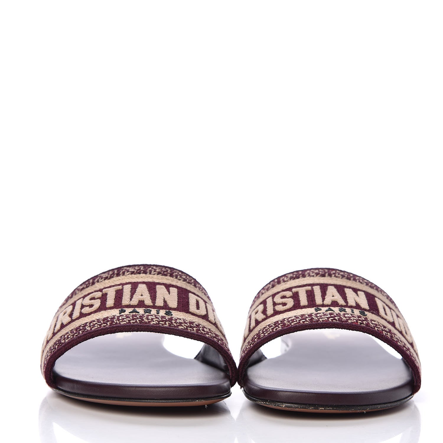 Christian Dior Canvas Embroidered Dway Flat Slide Sandals 37 Deep Amaranth 2 of 11