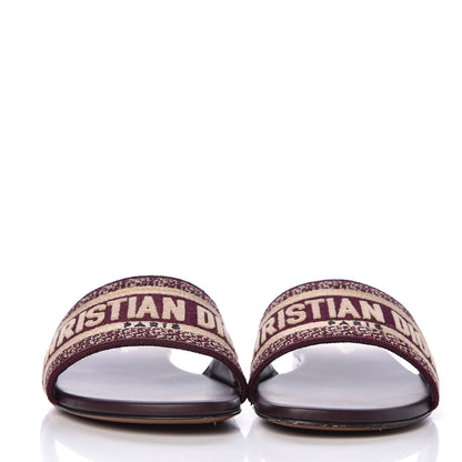 Christian Dior Canvas Embroidered Dway Flat Slide Sandals 37 Deep Amaranth 2 of 11