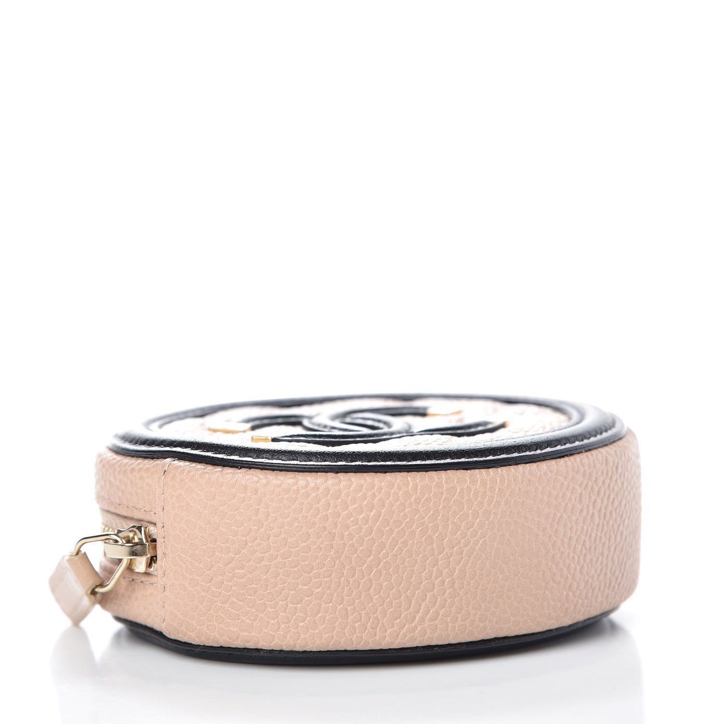 Caviar Quilted Filigree Zip Around Classic Coin Purse Beige Black