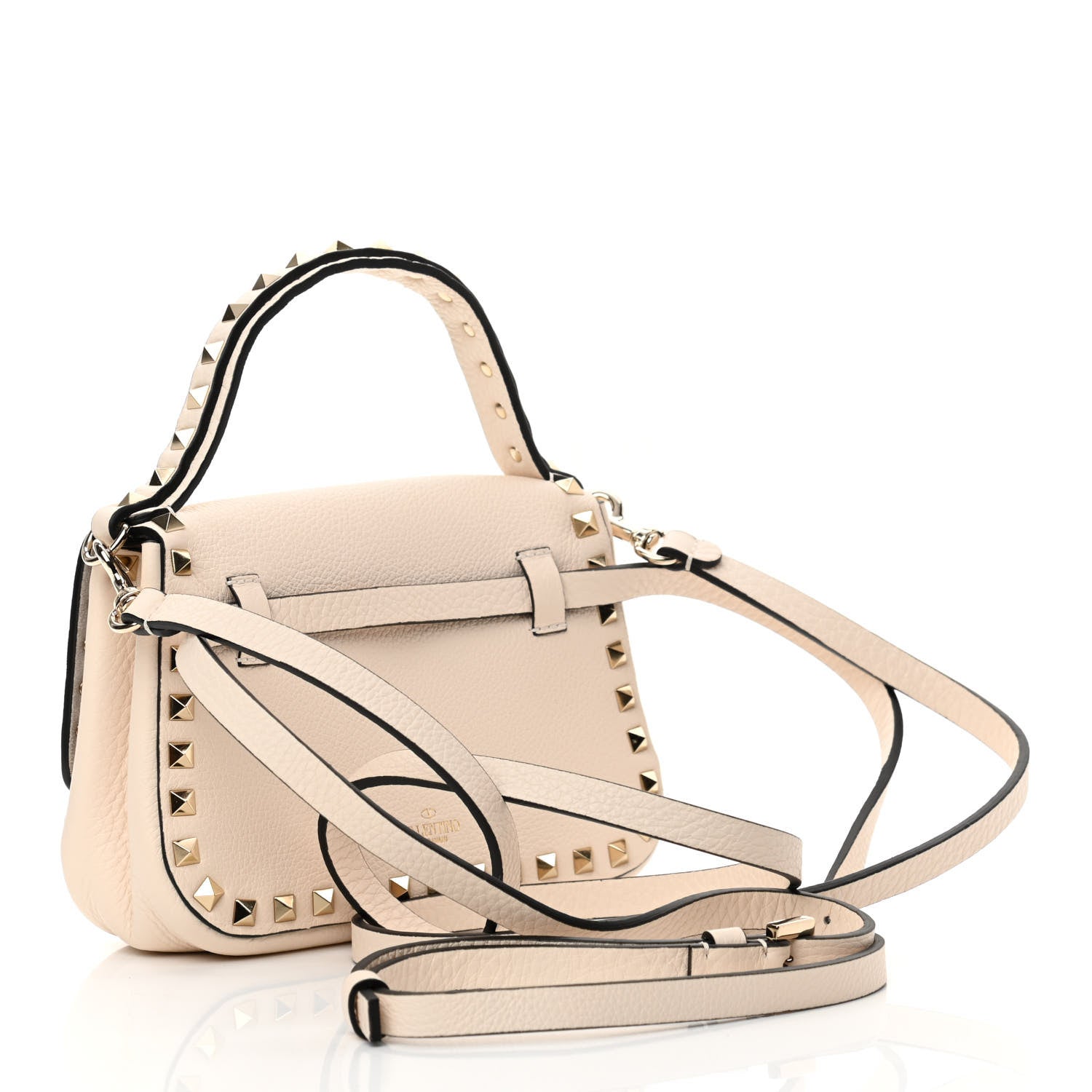 Valentino Garavani Grainy Calfskin Small Rockstud Top Handle Bag Light Ivory 4 of 11
