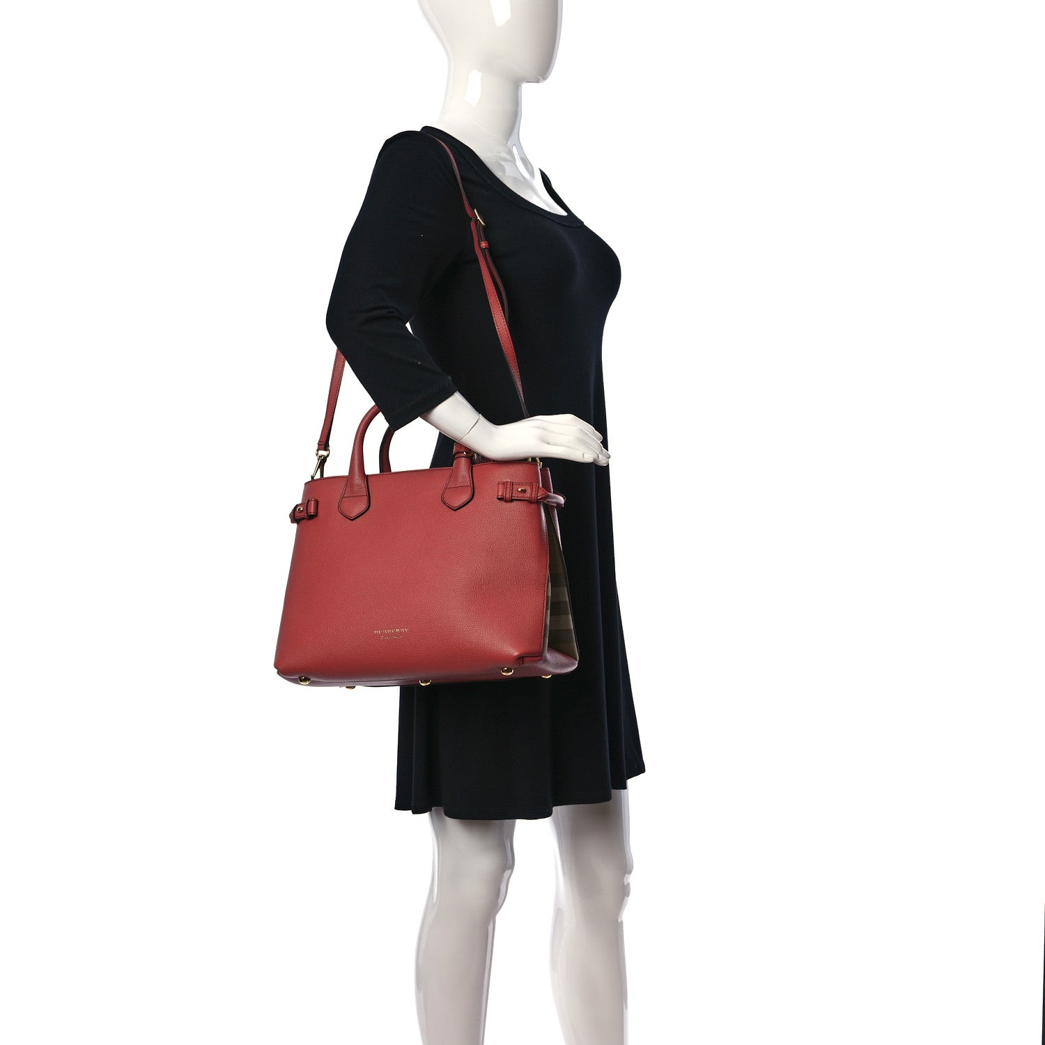 Burberry Grainy Calfskin House Check Medium Banner Tote Mauve Pink 2 of 10