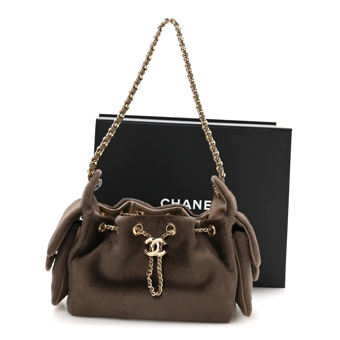 Pony Hair Mini Chanel 25 Handbag Dark Khaki