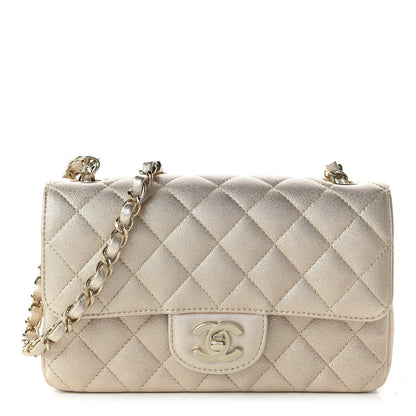 Chanel Metallic Lambskin Quilted Mini Rectangular Flap Gold 1 of 10