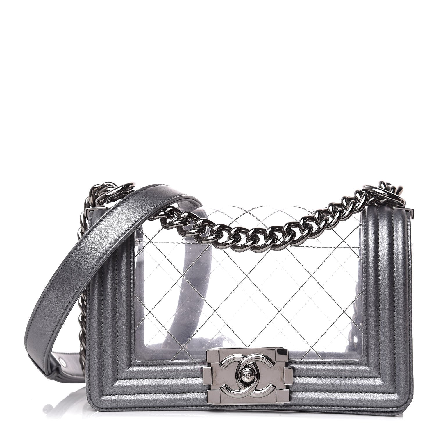 Chanel Metallic Lambskin PVC Quilted Small Boy Flap Silver 1 of 10