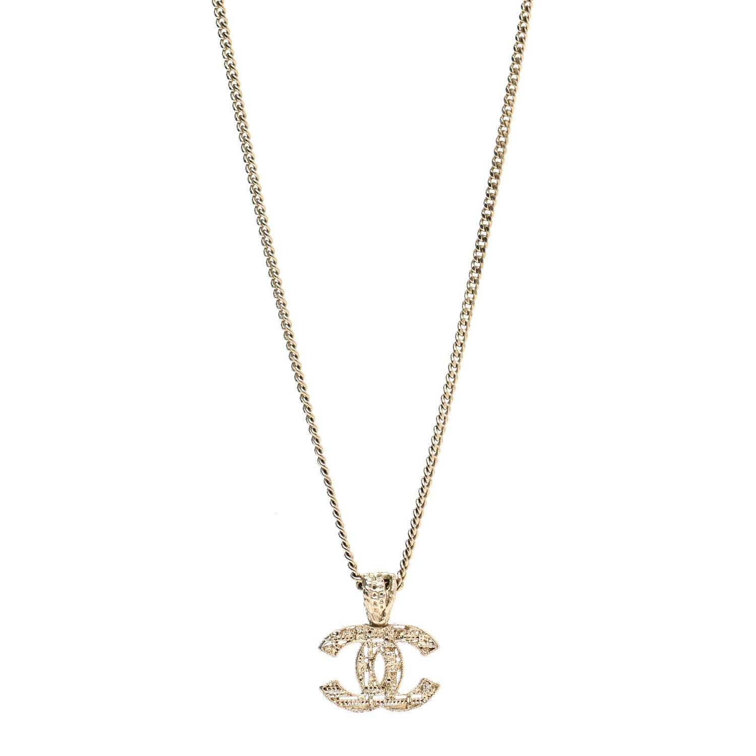 Chanel Tweed Effect CC Necklace Gold 1 of 7