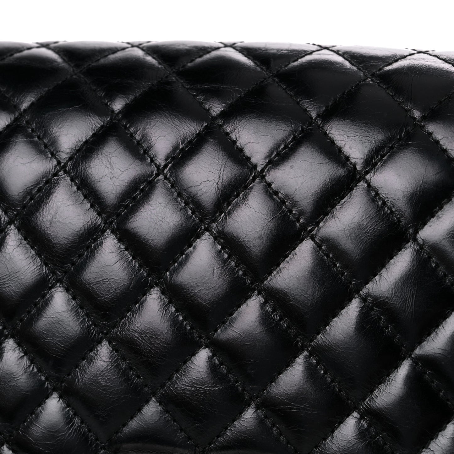 Glazed Calfskin Quilted Medium Boy Chained Flap Black