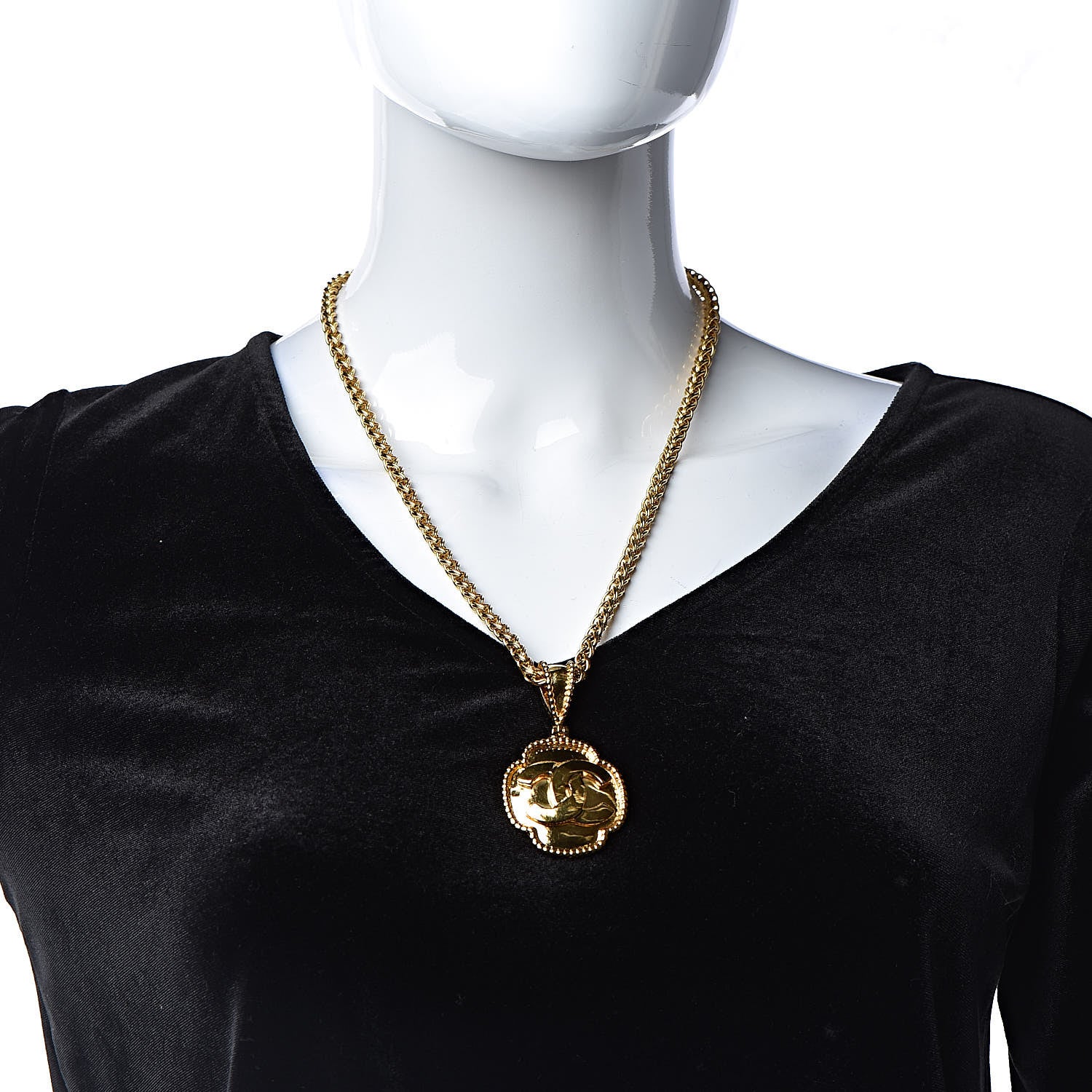 Chanel CC Chain Pendant Necklace Gold 2 of 6