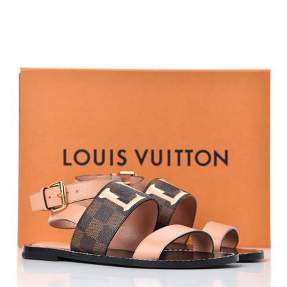 Louis Vuitton Calfskin Damier Ebene Passenger Flat Sandals 36 Venus Pink 14 of 14